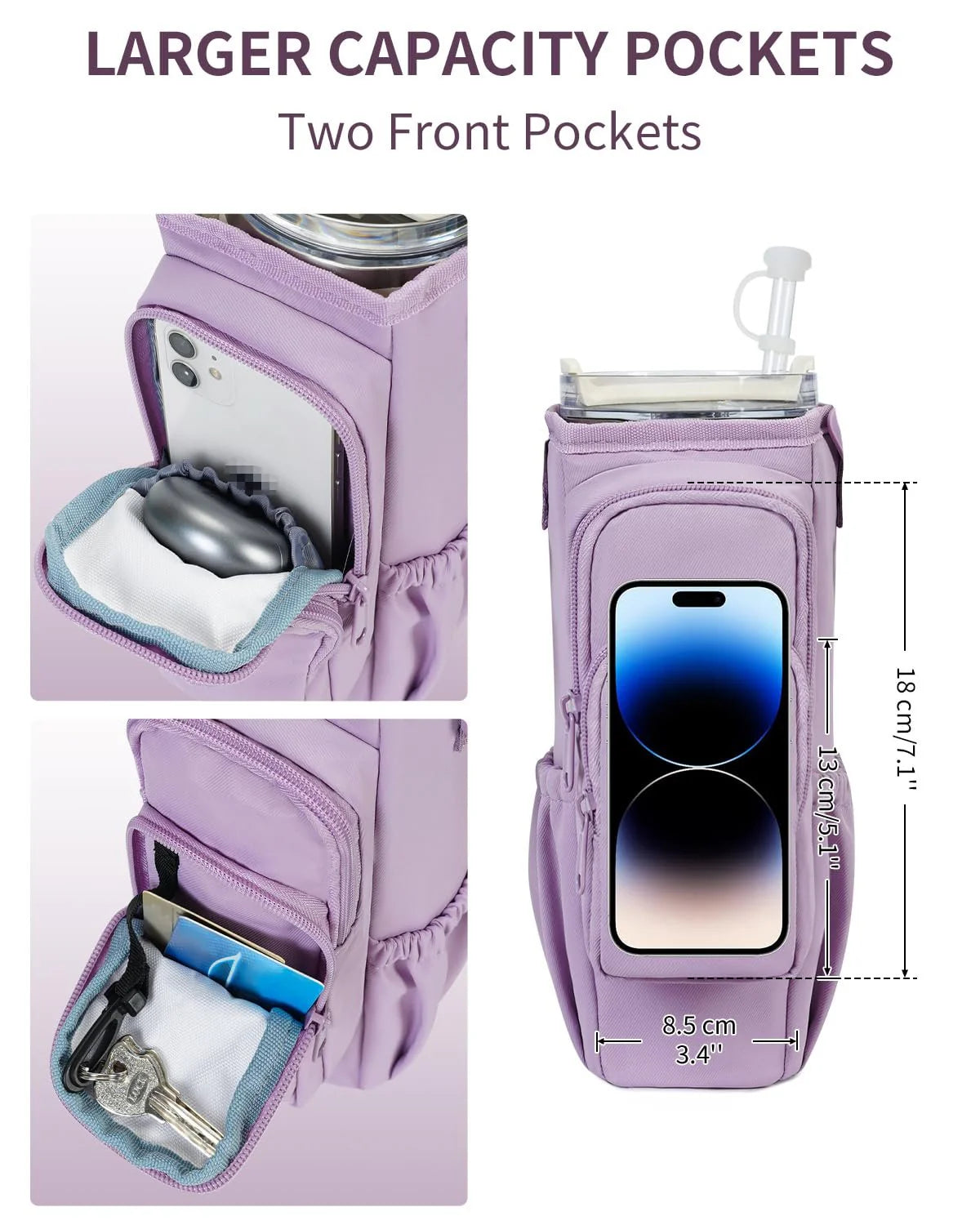 Adjustable Shoulder Bag With Thermos Cup Holder for 40oz