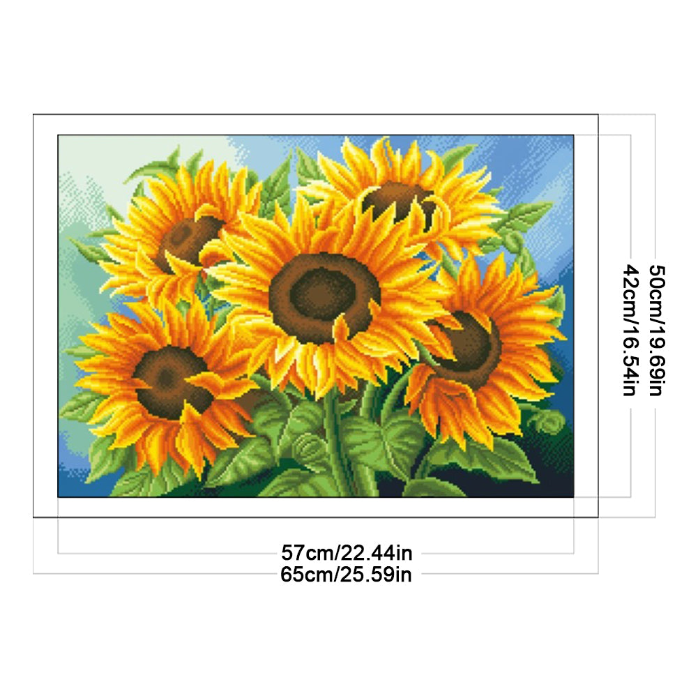 Sunflower – Cross stitch kit with beads (66 x 49 cm)