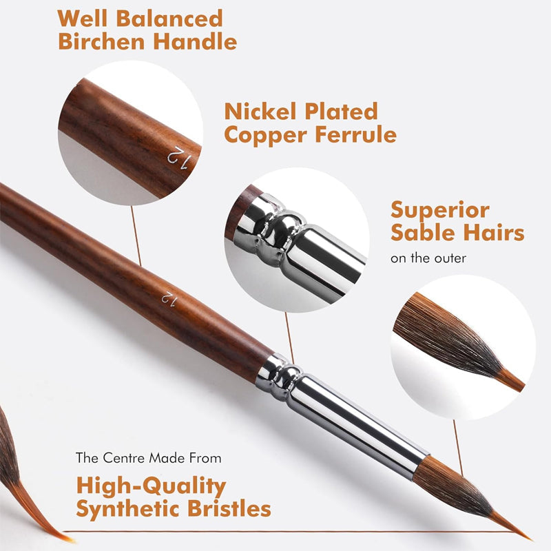 Fuumuui Professional Sable Extended Points Brush