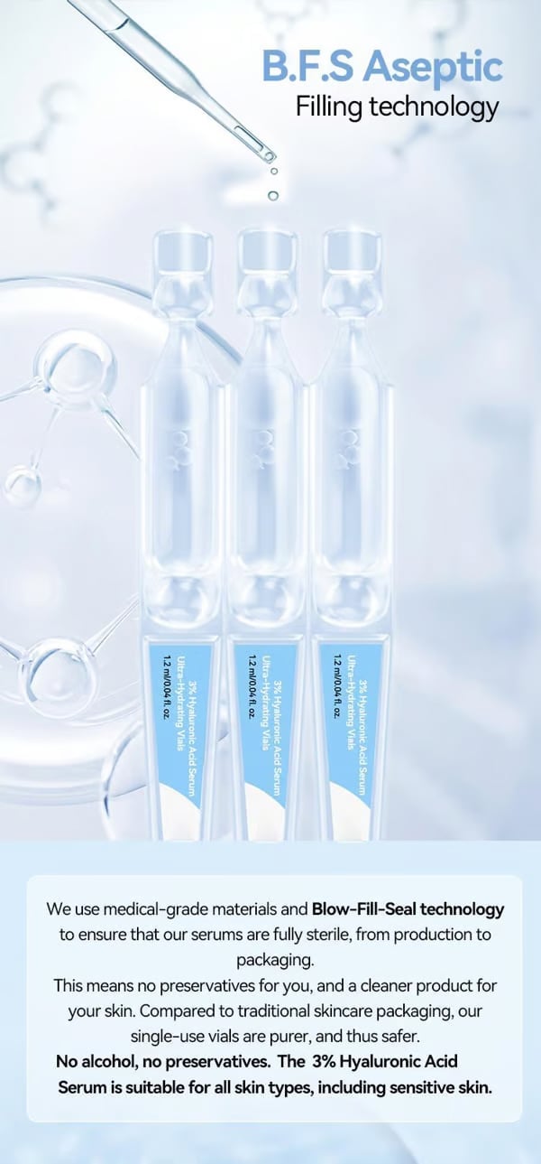 🏆Flash Sale⚡ 50K+ SOLD! Almost Gone-💥Ultra-Hydrating Serum -Vegan | 3% Hyaluronic Acid Glass Skin Single-Use Vials Skincare Comfort,,Best gifts