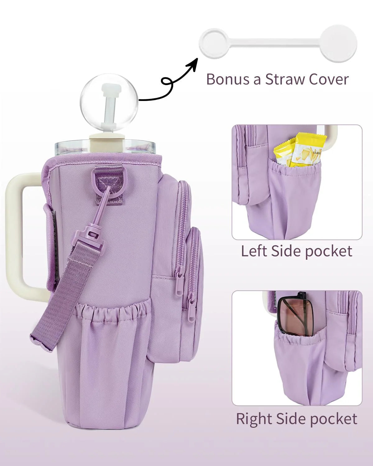 Adjustable Shoulder Bag With Thermos Cup Holder for 40oz
