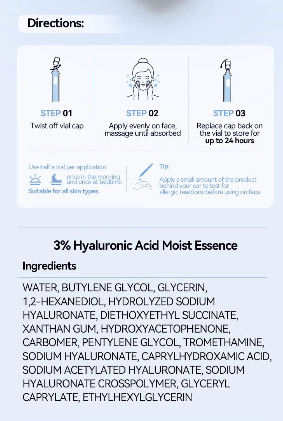 🏆Flash Sale⚡ 50K+ SOLD! Almost Gone-💥Ultra-Hydrating Serum -Vegan | 3% Hyaluronic Acid Glass Skin Single-Use Vials Skincare Comfort,,Best gifts