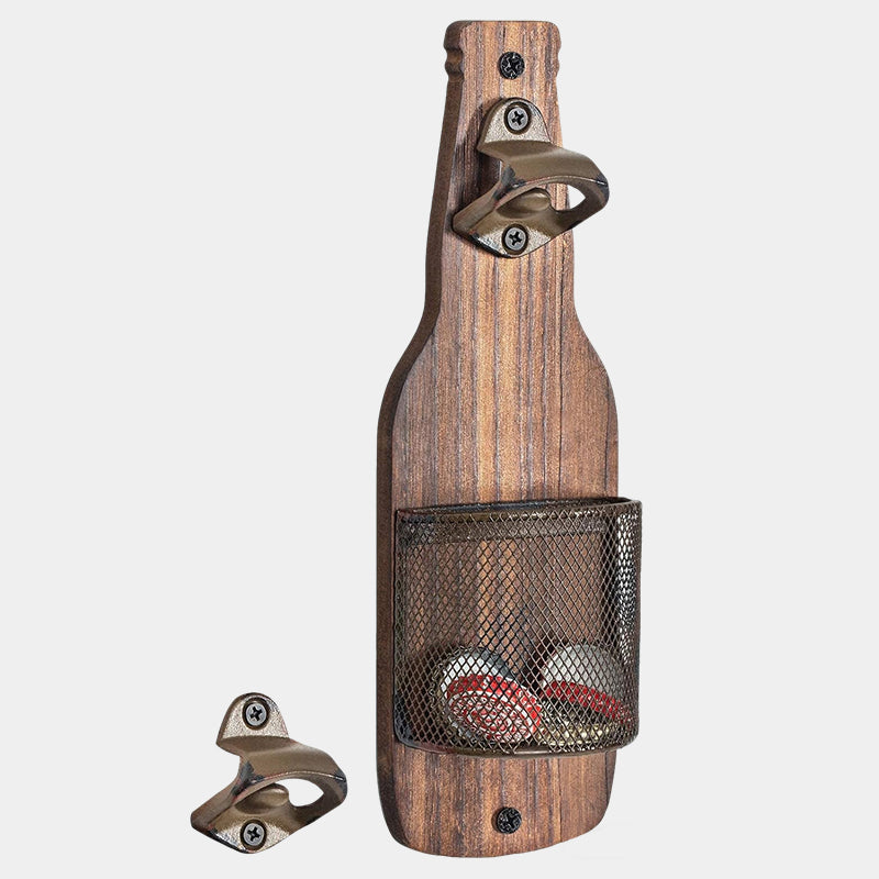 🍻 Wandmontierter Flaschenöffner mit Sammelkorb