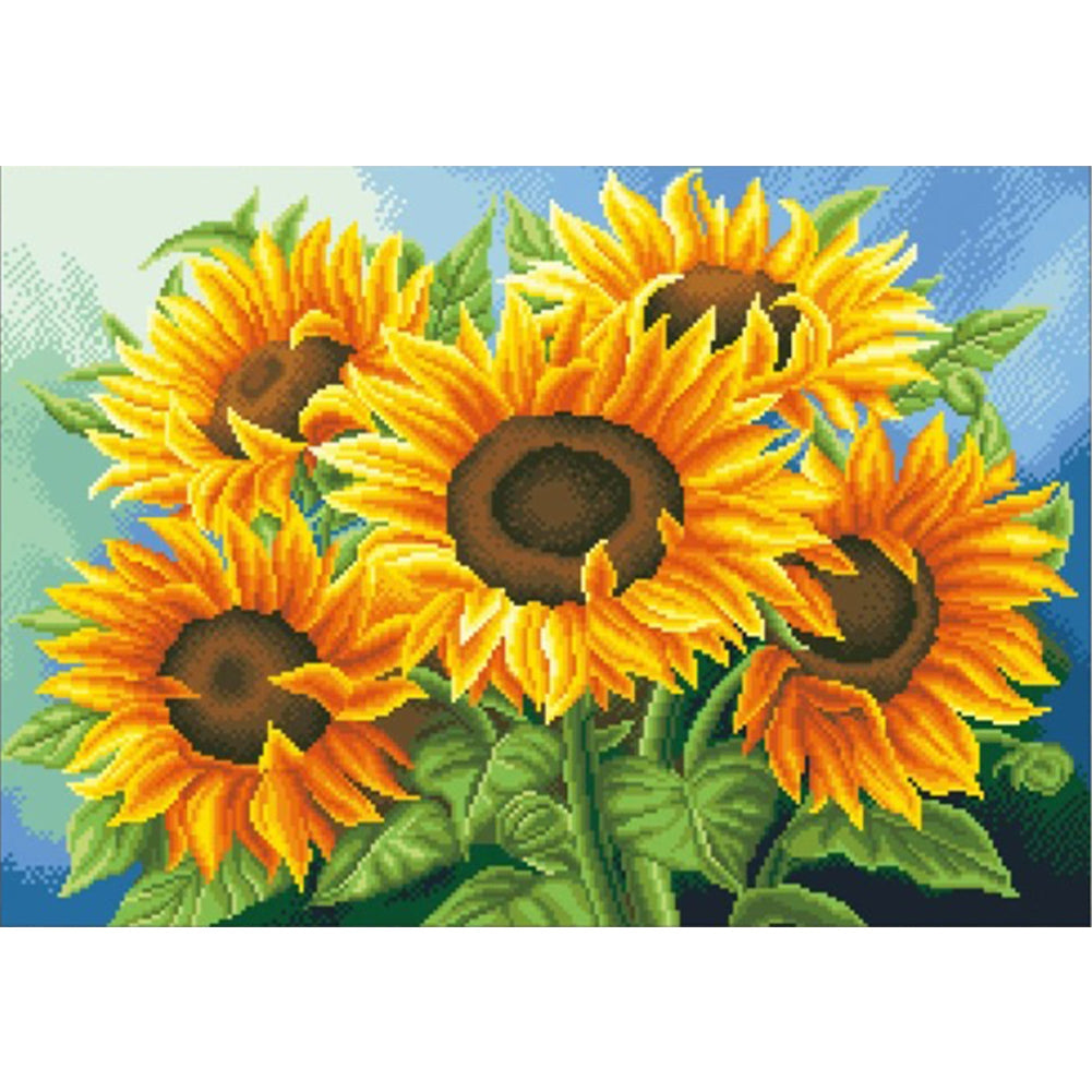 Sunflower – Cross stitch kit with beads (66 x 49 cm)