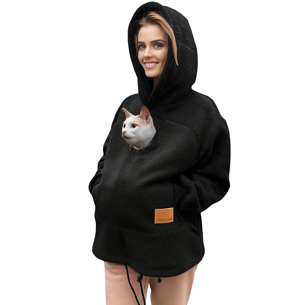 Gemütlicher Kapuzenpullover mit Haustierbeutel für Damen