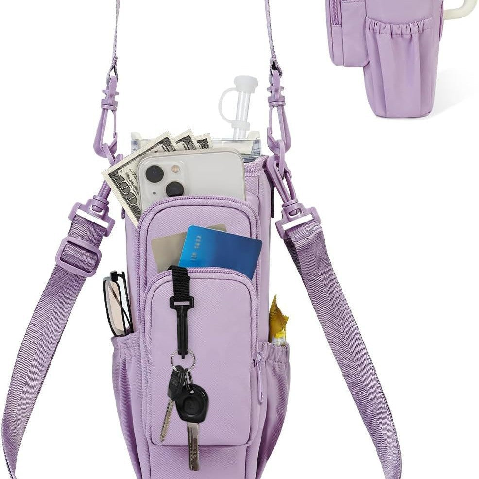 Adjustable Shoulder Bag With Thermos Cup Holder for 40oz