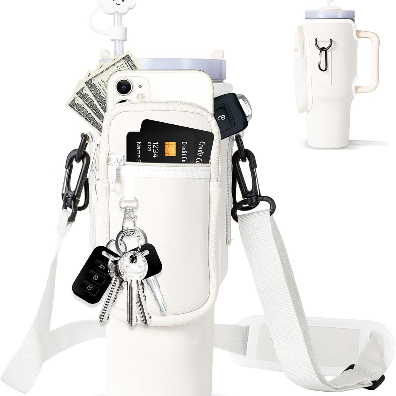 Adjustable Shoulder Bag With Thermos Cup Holder for 40oz