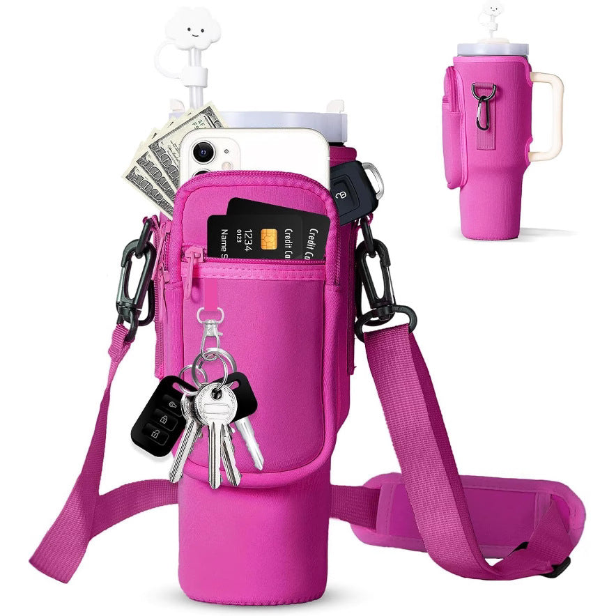 Adjustable Shoulder Bag With Thermos Cup Holder for 40oz