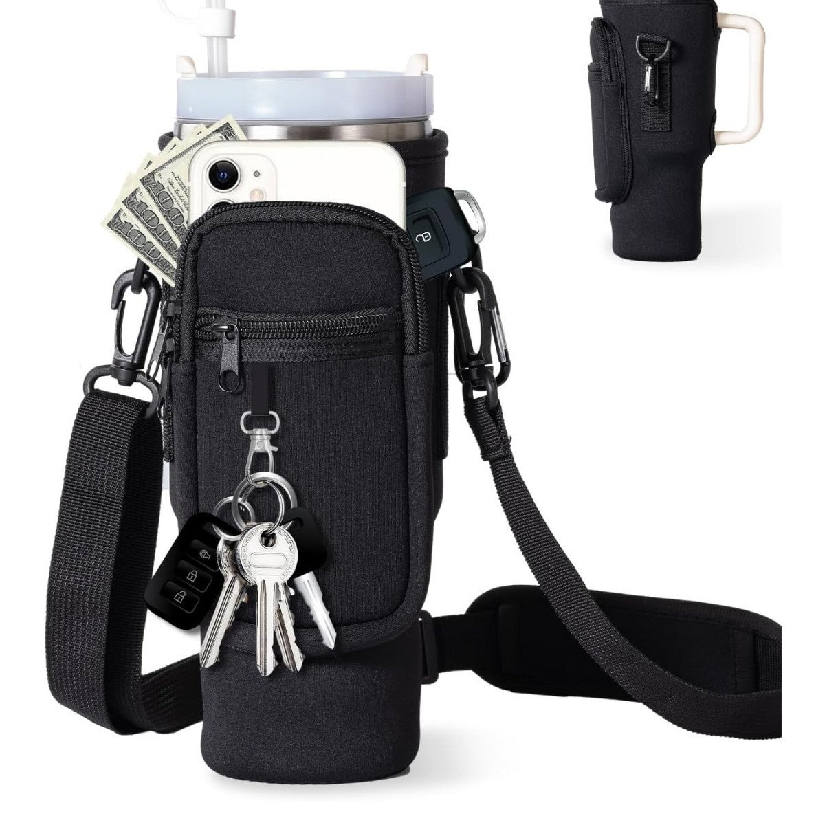 Adjustable Shoulder Bag With Thermos Cup Holder for 40oz