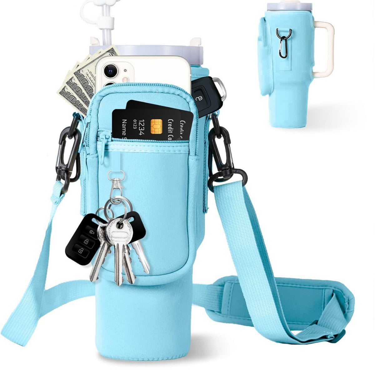 Adjustable Shoulder Bag With Thermos Cup Holder for 40oz