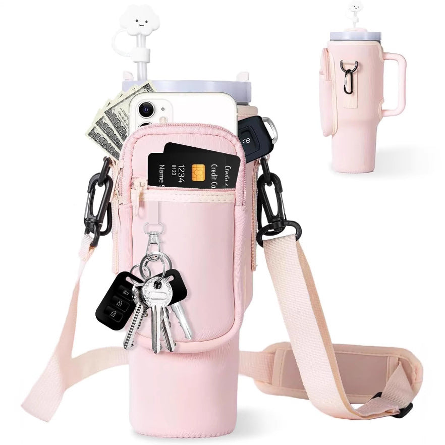 Adjustable Shoulder Bag With Thermos Cup Holder for 40oz