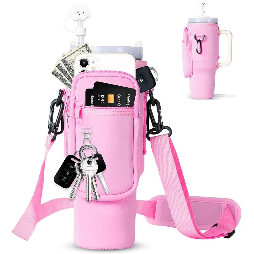 Adjustable Shoulder Bag With Thermos Cup Holder for 40oz