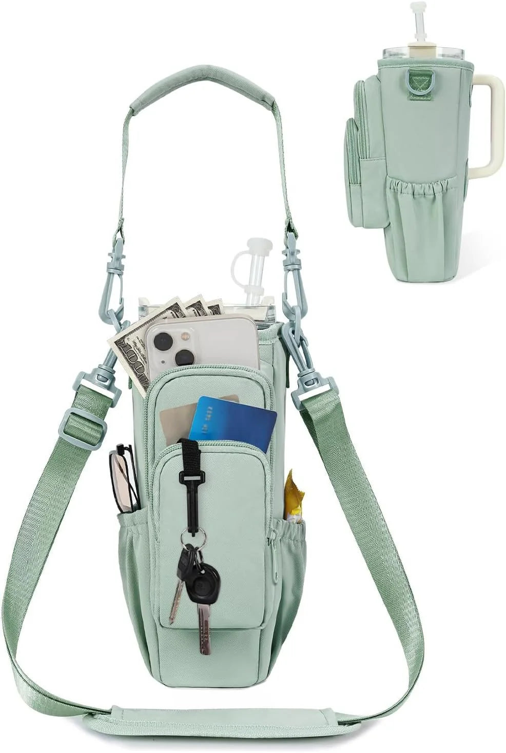 Adjustable Shoulder Bag With Thermos Cup Holder for 40oz