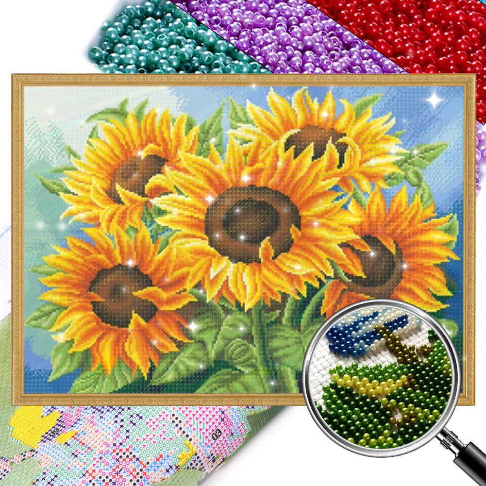Sunflower – Cross stitch kit with beads (66 x 49 cm)