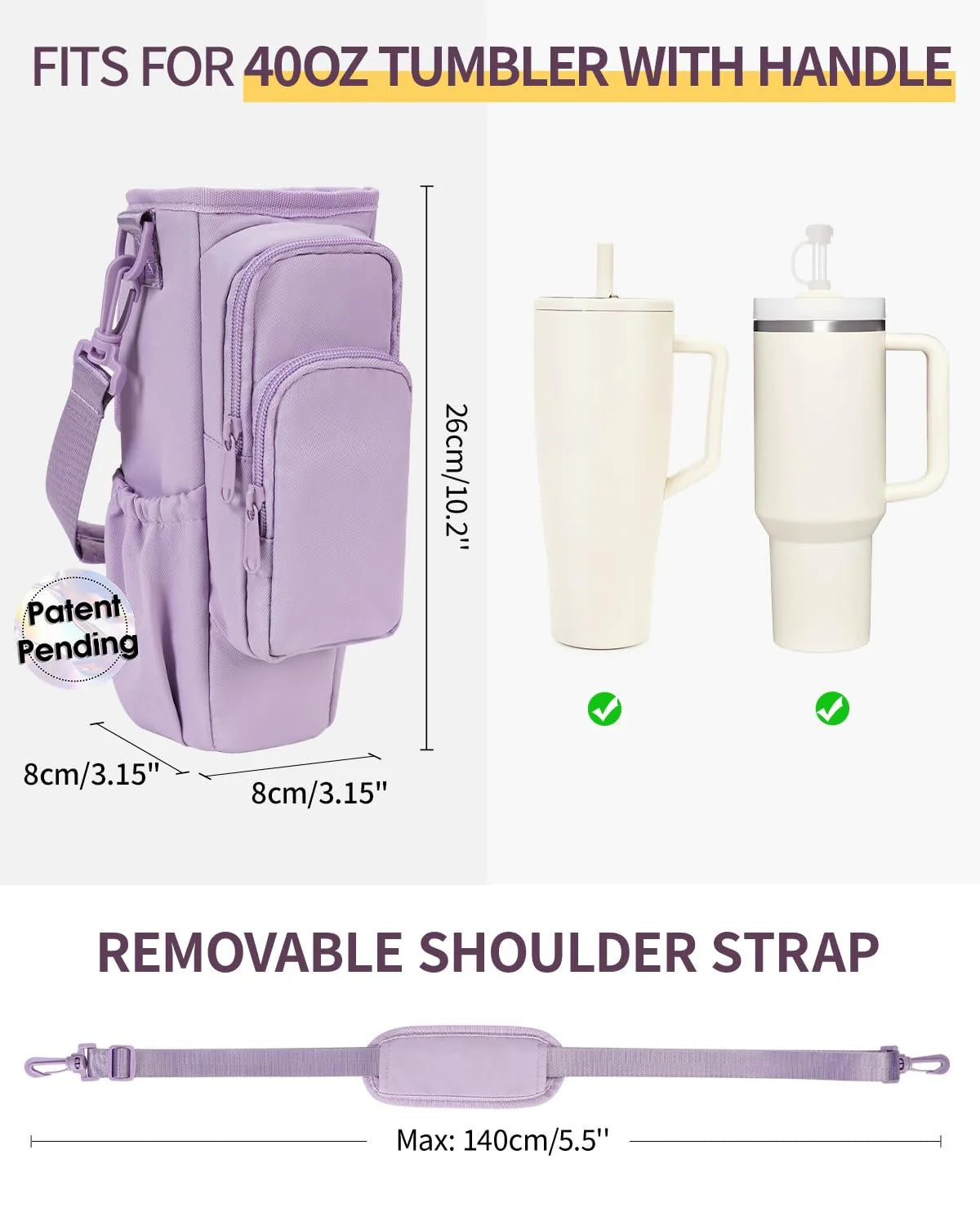 Adjustable Shoulder Bag With Thermos Cup Holder for 40oz