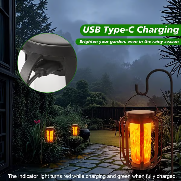 🔥Upgraded Flickering Flame Solar Lantern Outdoor Waterproof Light