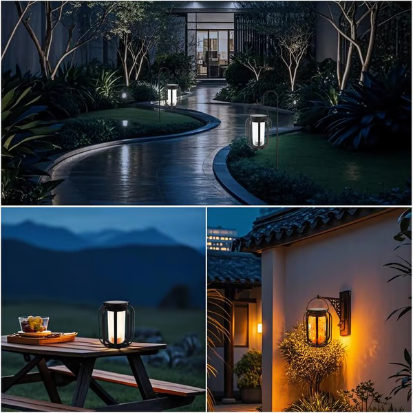 🔥Upgraded Flickering Flame Solar Lantern Outdoor Waterproof Light