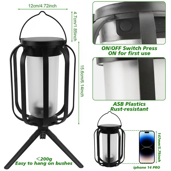 🔥Upgraded Flickering Flame Solar Lantern Outdoor Waterproof Light