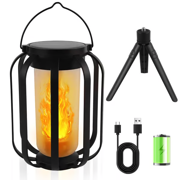 🔥Upgraded Flickering Flame Solar Lantern Outdoor Waterproof Light