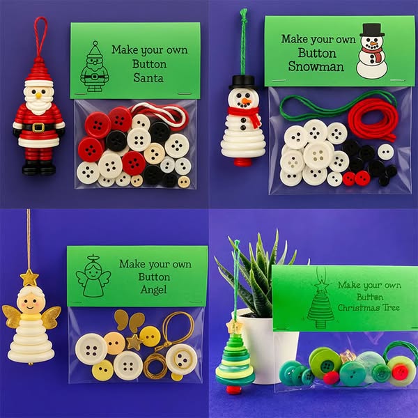 ☃️ DIY-Knopf-Schneemann-Ornament-Kit