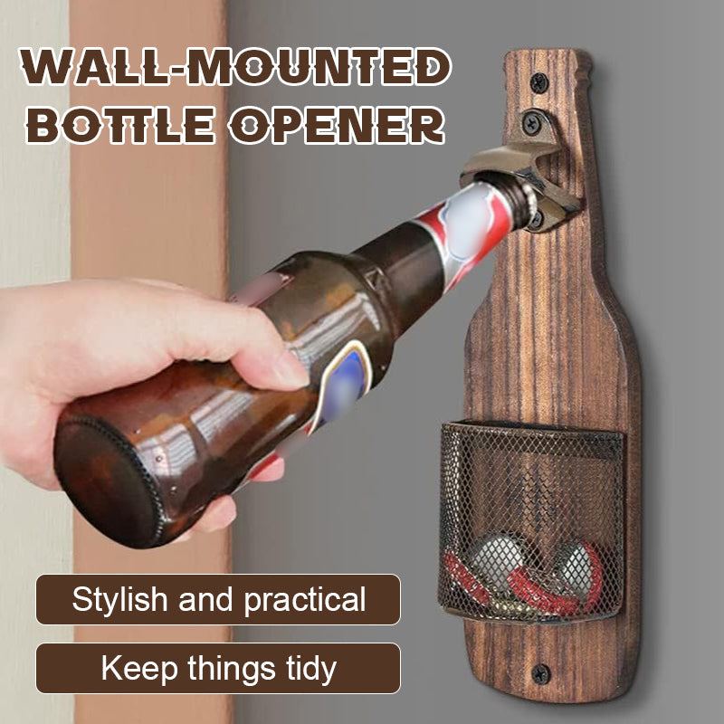 🍻 Wandmontierter Flaschenöffner mit Sammelkorb