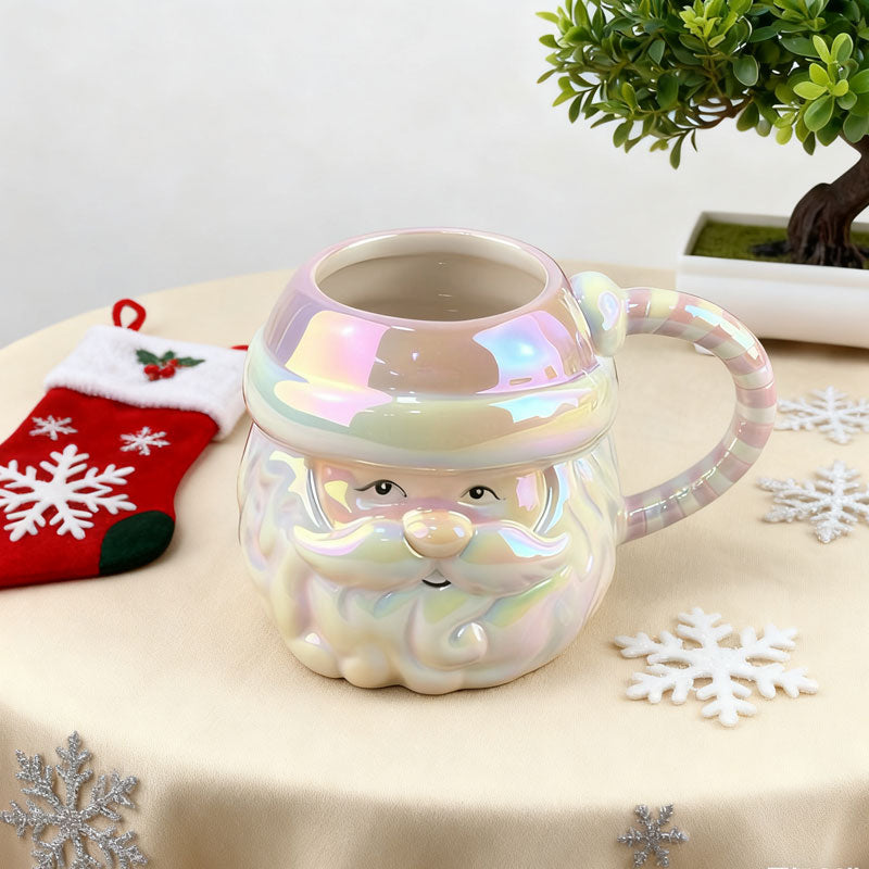 🌈 Weihnachtlicher Regenbogen-Glanzbecher – Santa Edition 🎅✨