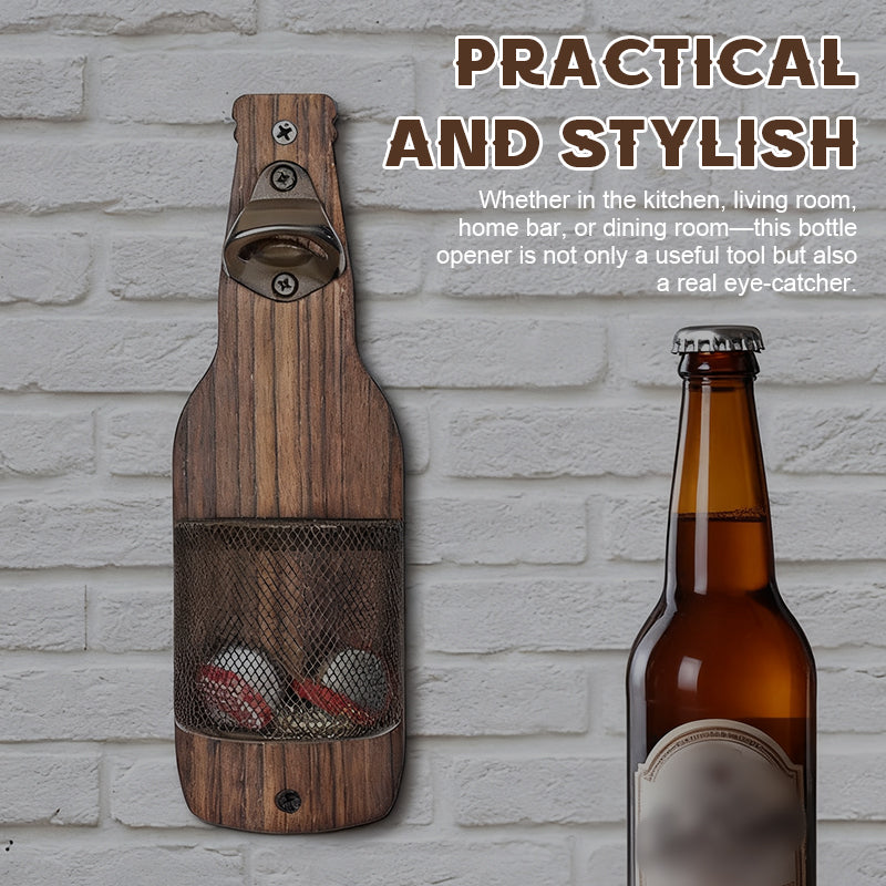 🍻 Wandmontierter Flaschenöffner mit Sammelkorb