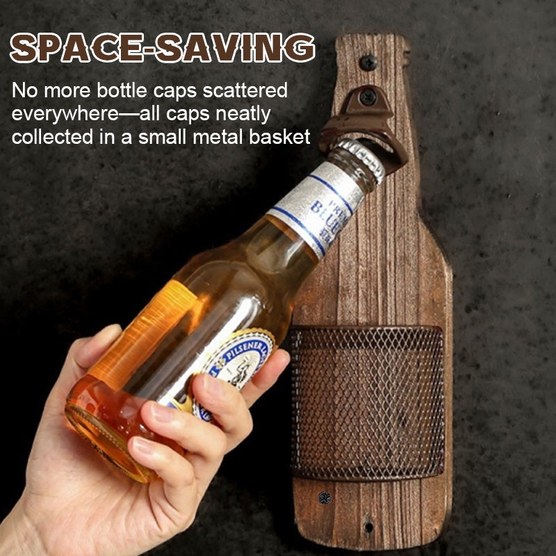 🍻 Wandmontierter Flaschenöffner mit Sammelkorb