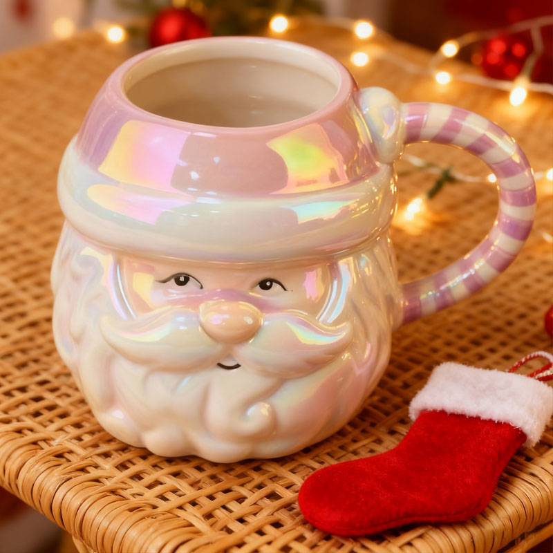 🌈 Weihnachtlicher Regenbogen-Glanzbecher – Santa Edition 🎅✨