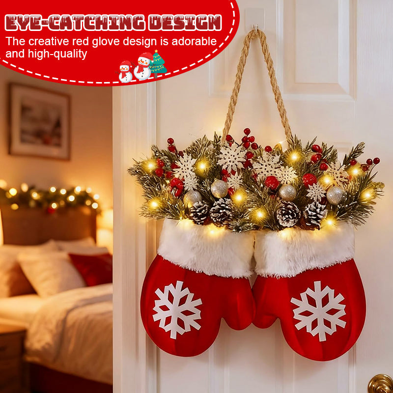🎅 Blinkender Weihnachtshandschuhkranz · Schaffen Sie eine warme und gemütliche Weihnachtsatmosphäre