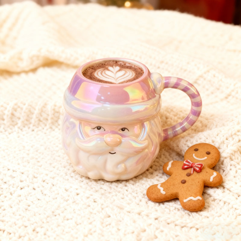 🌈 Weihnachtlicher Regenbogen-Glanzbecher – Santa Edition 🎅✨