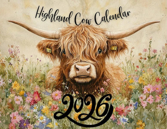 🐮Hochlandkuh-Kalender 2026 – Rustikale Wanddekoration im Landhausstil & Monatsplaner📅