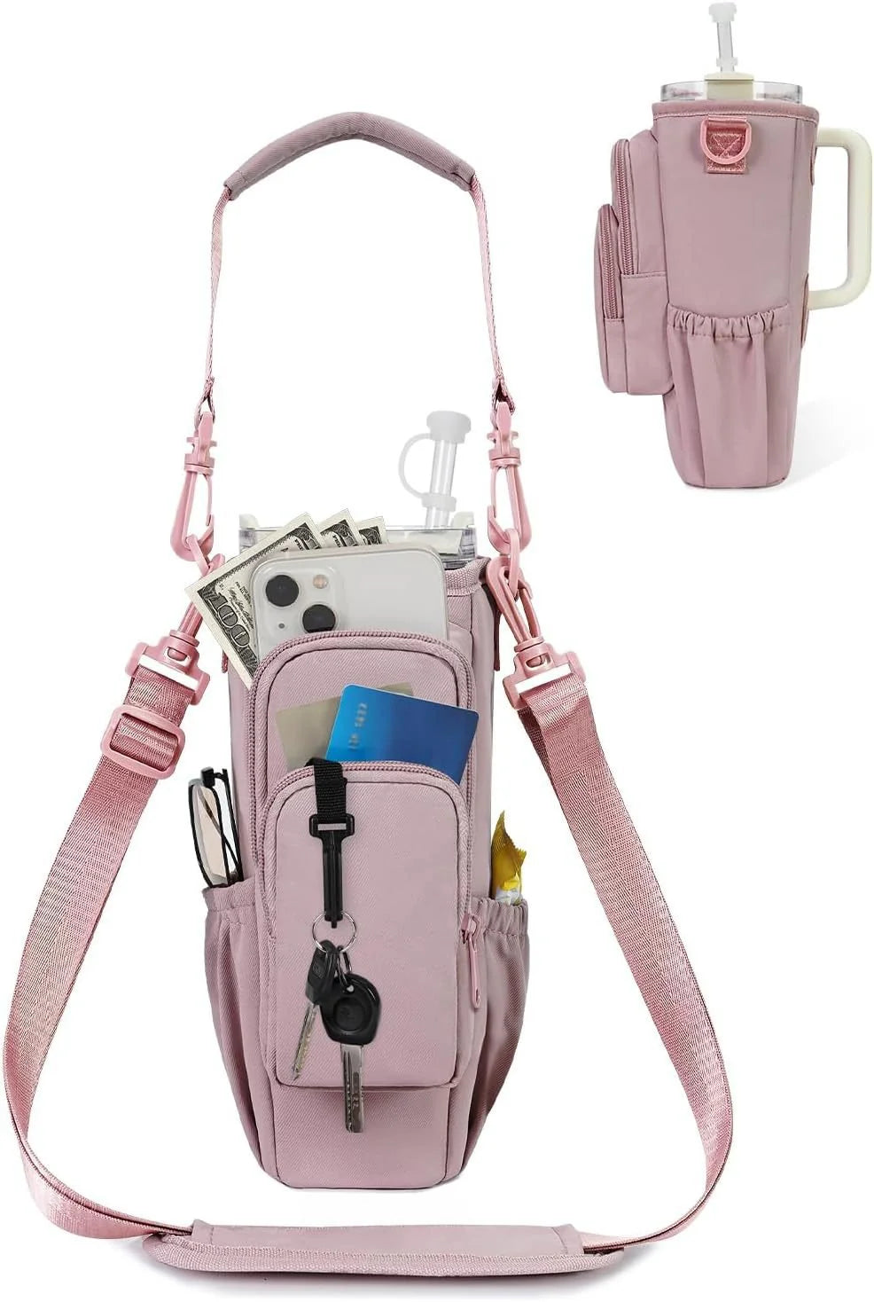 Adjustable Shoulder Bag With Thermos Cup Holder for 40oz