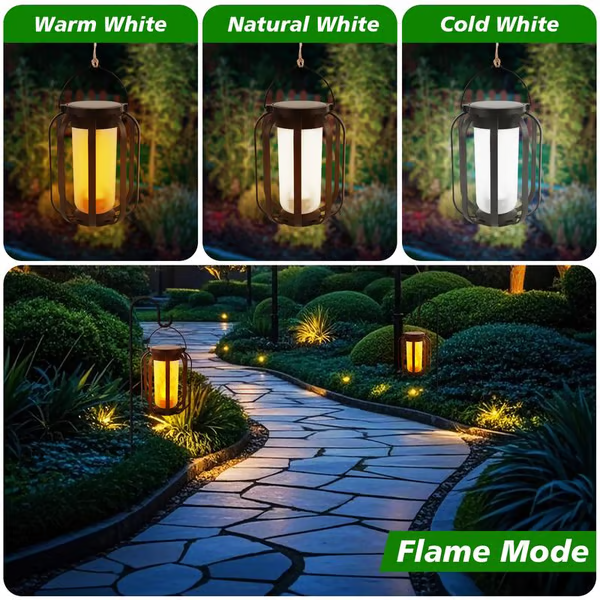 🔥Upgraded Flickering Flame Solar Lantern Outdoor Waterproof Light