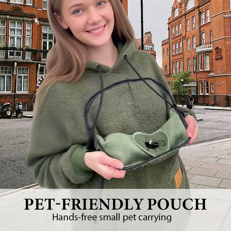 Gemütlicher Kapuzenpullover mit Haustierbeutel für Damen