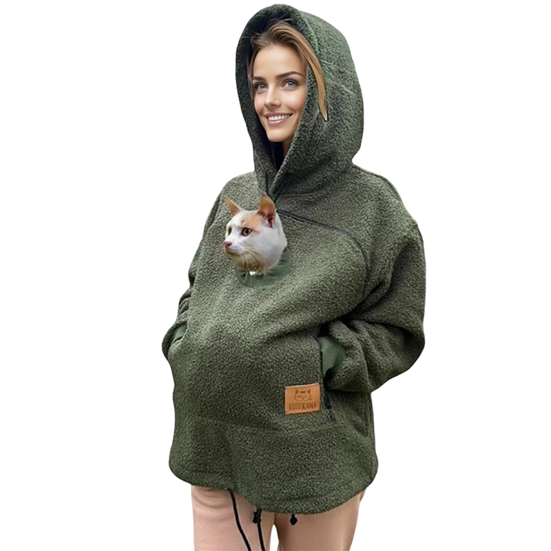 Gemütlicher Kapuzenpullover mit Haustierbeutel für Damen